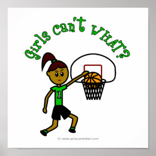 Pôster Basquete Verde-Escuro para Meninas