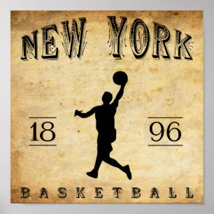 Pôster Basquetebol 1896 de New York da Nova Iorque