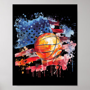 Poster Basquetebol América Trabalho de arte Watercolor Ba