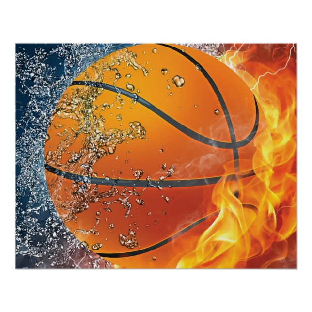 Pôster Basquetebol em chamas (Frente)
