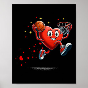 Poster Basquetebol no Dia de São Valentim com Enterrada d