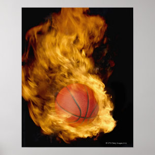 Poster Basquetebol no fogo (composto digital)
