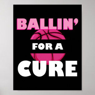 Poster Basquetebol Para Uma Cura Conscientização do Cânce