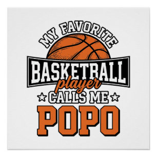 Pôster Basquetebol Popo Engraçado Vintage Desenho Esporti