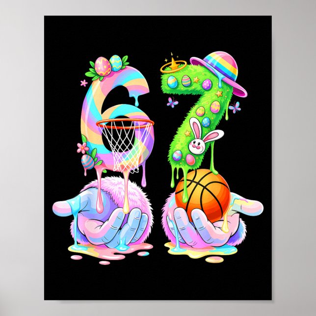 Poster Basquetebol Seis Sete 67 Coelho de Páscoa Engraçad (Frente)