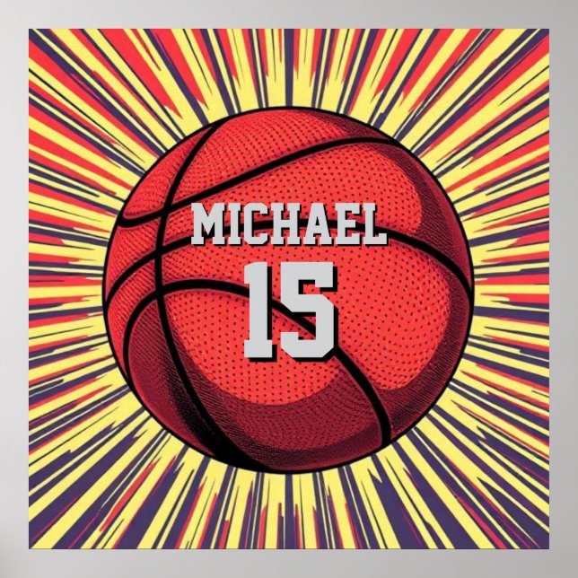 Poster Basquetebol Seu Nome Pop Art (Frente)