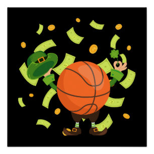 Pôster Basquetebol Sortudo Feliz Dia de Patrick