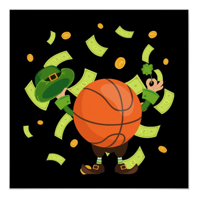 Pôster Basquetebol Sortudo Feliz Dia de Patrick (Frente)