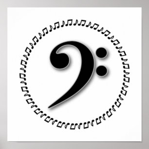 Poster Bass Clef Music Note Design