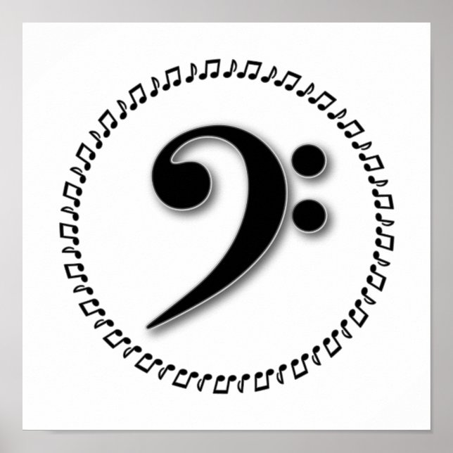 Poster Bass Clef Music Note Design (Frente)