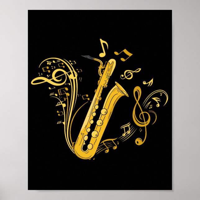 Poster Bass Saxophone Player Orchestra Bass Saxofone (Frente)