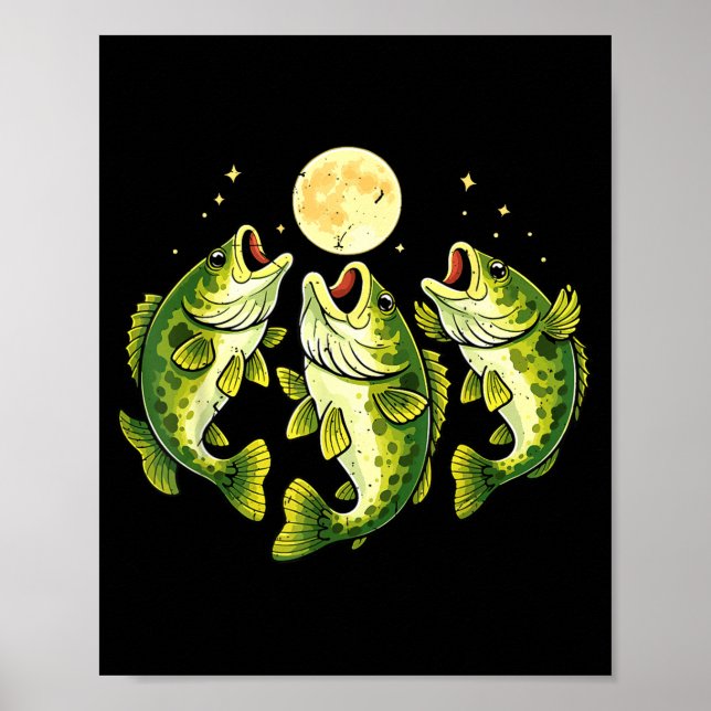 Poster Bass uivando para a lua largemouth bass (Frente)