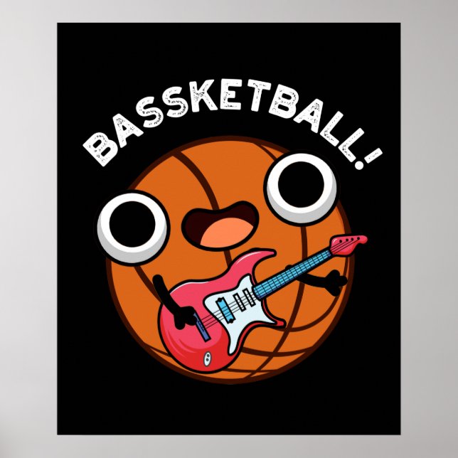 Poster Bassball Funny Basball Music Pun Dark BG (Frente)