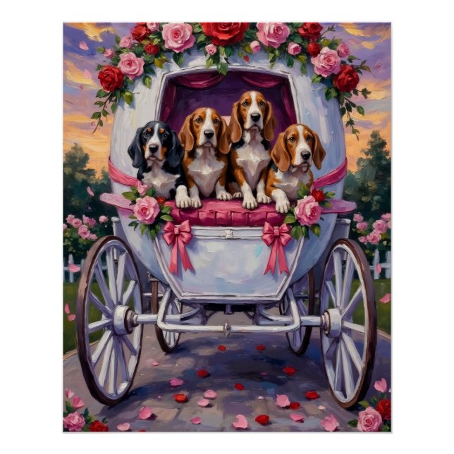 Pôster Basset Hound Dog Valentine's Day  (Frente)