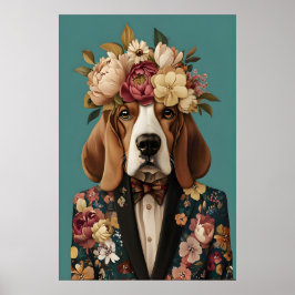 Poster Basset Hound In Suit Poster, Basset Hound