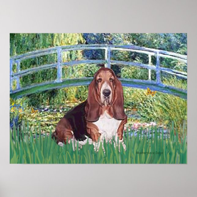 Pôster Basset Hound - Ponte do Lago de Lírios (Frente)