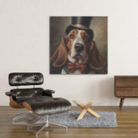 Basset Hound vestindo chapéu e gravata borboleta v