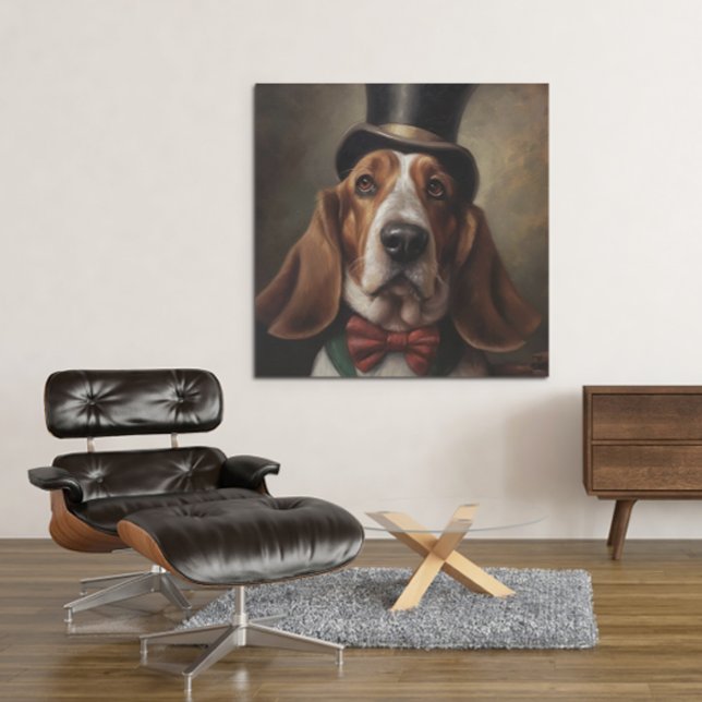 Poster Basset Hound vestindo chapéu e gravata borboleta v (Criador carregado)