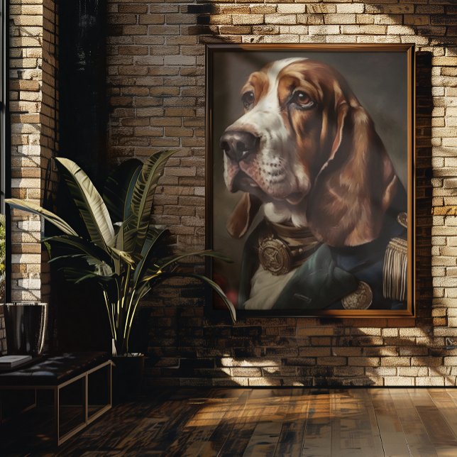 Poster Basset Hound vestindo traje de Napoleão (Criador carregado)