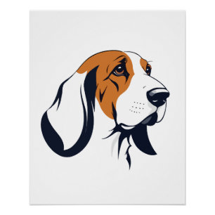 Pôster Basset Hound Vetor Art Animal Modern Urban City