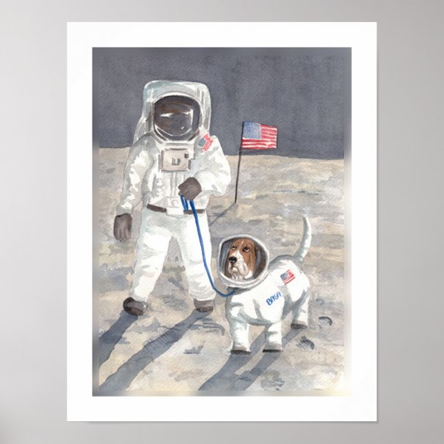 Poster Basset Moon Walk (Frente)