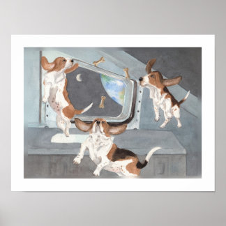 Poster Bassets on Space Shuttle