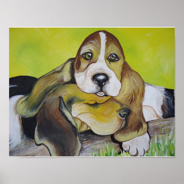 Poster Bassett Hound Pups (Frente)