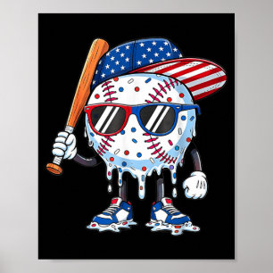 Poster Bastão da Bandeira Americana de Beisebol Drip AAA