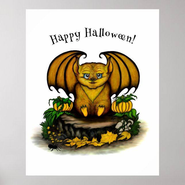 Poster Bat Bonito do Halloween (Frente)