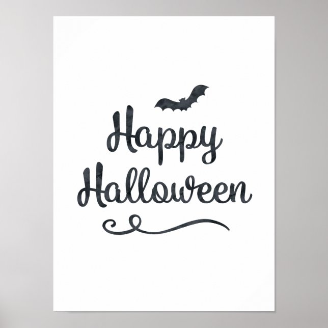 Poster Bat Happy Halloween Party - Tipografia Bonita (Frente)