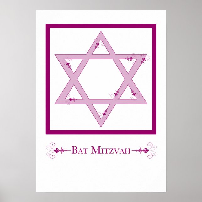 Poster bat mitzvah (estrela do david elegance) (Frente)