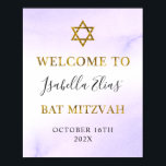 Poster Bat Mitzvah Watercolor Pastel Purple Dourado Bem-v<br><div class="desc">Bat Mitzvah Watercolor Pastel Purple Dourado Poster de Boas-vindas</div>