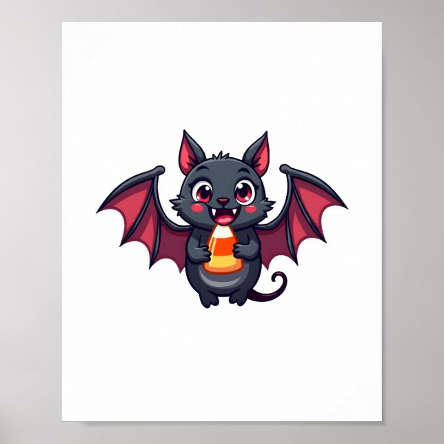 Poster Bat Vampiro com doce - Camisa-T do Dia das Bruxas (Frente)