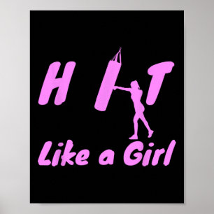 Poster Bata Como Uma Garota Presentes de Boxe Kickboxing