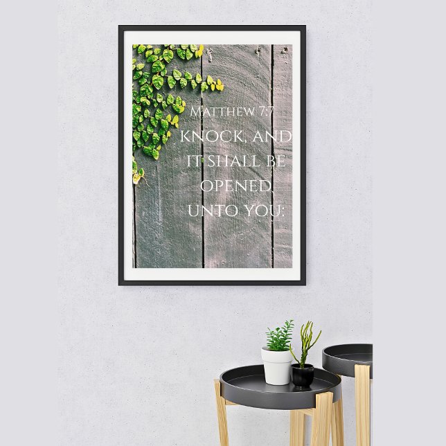Poster Bata E A Porta Será Aberta Versículo Da Bíblia KJV (Criador carregado)