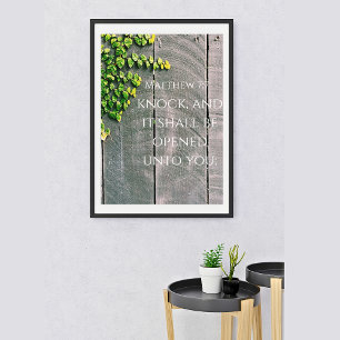 Poster Bata E A Porta Vai Abrir A Bíblia KJV Verso