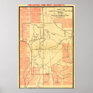 Poster Batalha de Chickamauga - mapa panorâmico da guerr