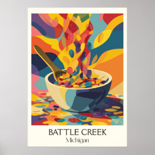 Poster Batalha de Creek Michigan Vintage Cereal Art