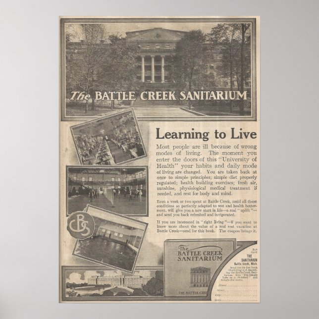 Poster Batalha de Creek Sanitarium, Michigan, 1913 (Frente)