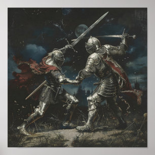 Poster Batalha de Espada Entre Dois Cavaleiros