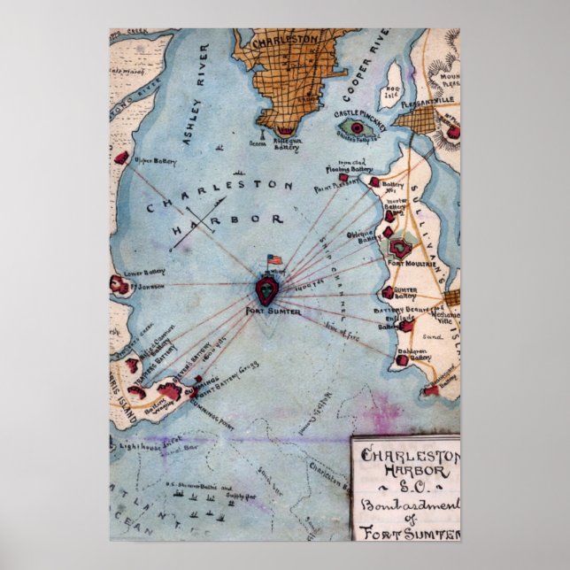 Pôster Batalha de Fort Sumter - Guerra Civil Panorâmica 3 (Frente)