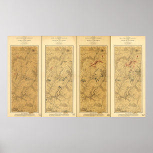 Pôster Batalha de Gettysburg Campo de Operações Map 1863