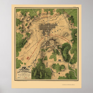 Pôster Batalha de Gettysburg, mapa panorâmico do PA -