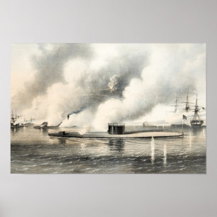 Poster Batalha de Hampton Roads - Monitor e Merrimack -