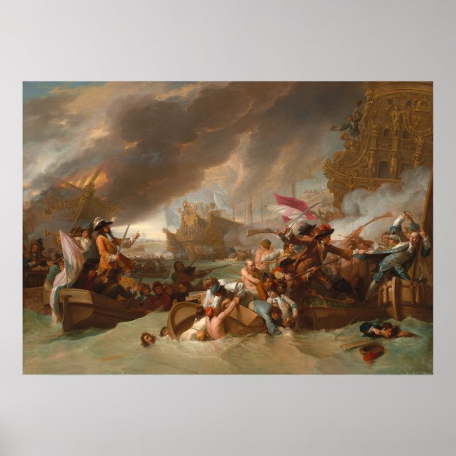 Poster Batalha de La Hogue - Benjamin West Fine Art Poste (Frente)