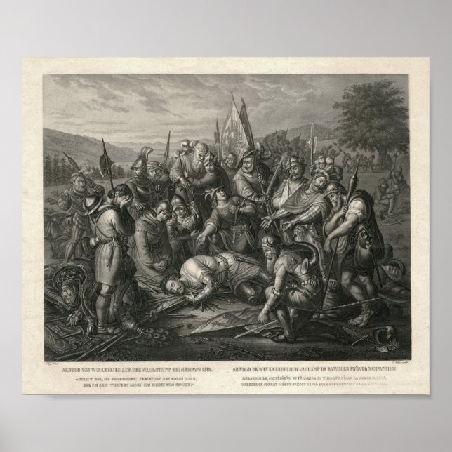 Poster Batalha de Sempach Heroic Swiss History Scene (Frente)