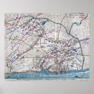 Poster Batalha de Shiloh - mapa panorâmico 3 da guerra
