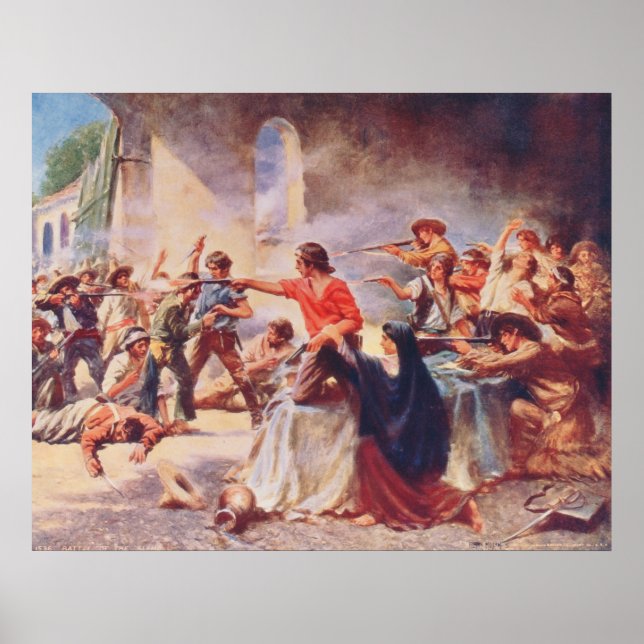 Pôster Batalha do Álamo por Percy Moran (Frente)