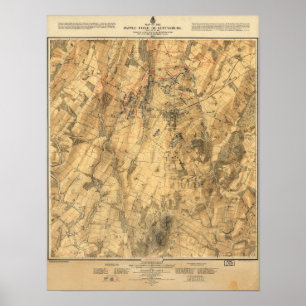 Pôster Batalha do mapa de Gettysburg