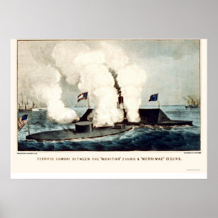 Poster Batalha do monitor e do Merrimac 1862
